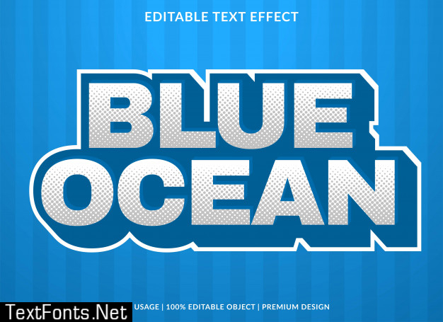 Blue ocean text effect template