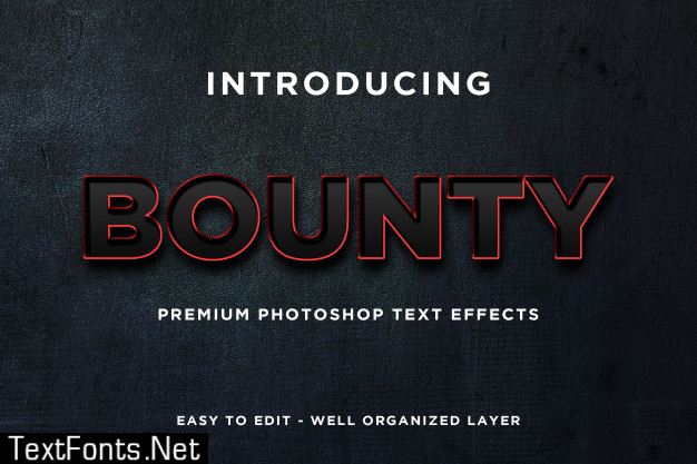 Bounty black red text effect mockup premium psd