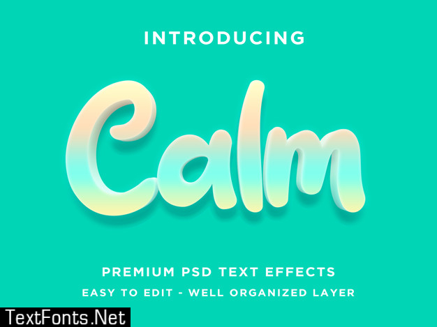 Calm 3d text effect photoshop templates