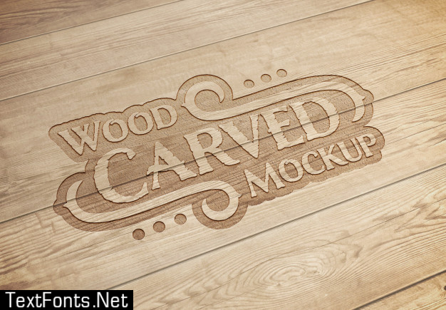 Carved wood text effect mockup