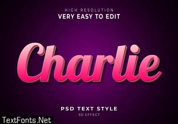 Charlie 3d modern text effect