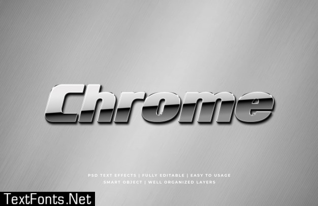 Chrome metallic 3d text style effect mockup