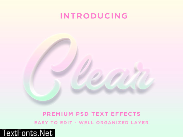 Clear 3d text style effect premium psd