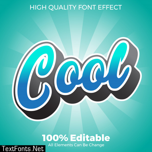 Cool script text style editable font effect