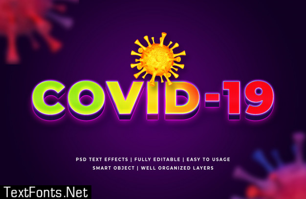 Corona virus 3d text style effect