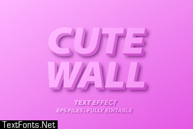 Cute wall minimalist text effect, editable text