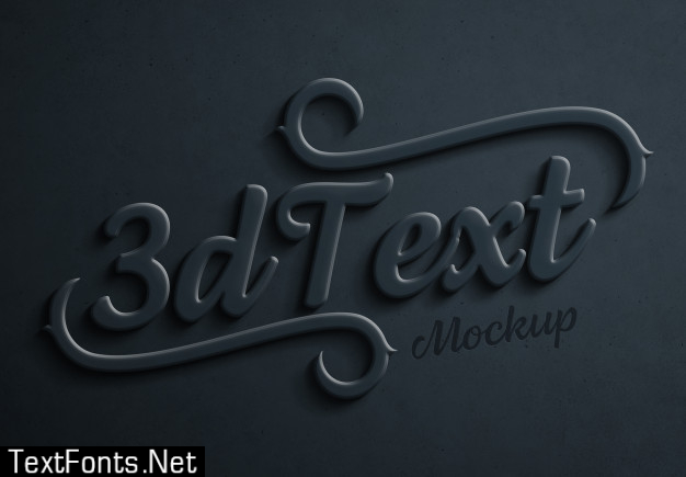 Dark blue bold 3d text effect mockup