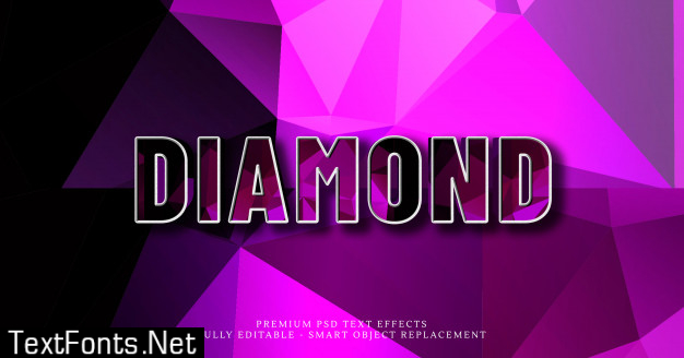 Diamond 3d text style effect psd