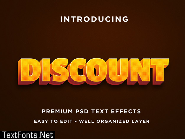 Discount orange 3d text effect premium psd