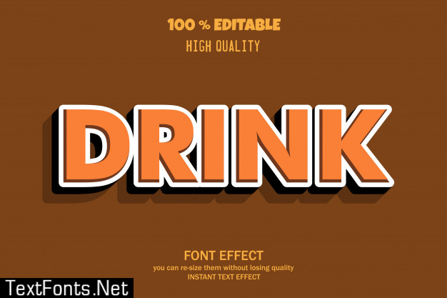 Drink text, editable font effect