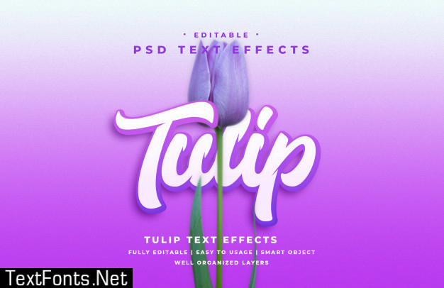 Editable 3d tulip text style effect