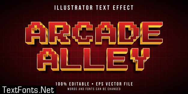 Editable text effect - 3d arcade pixel style