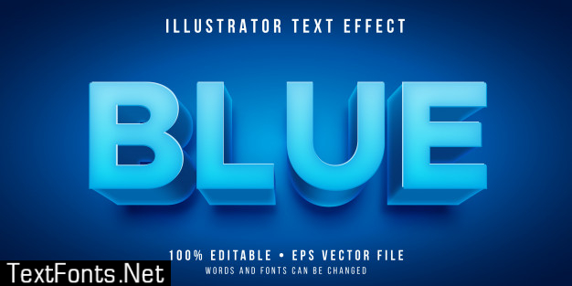 Editable text effect - blue color style