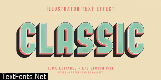 Editable text effect - classic style