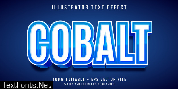 Editable text effect - cobalt blue style