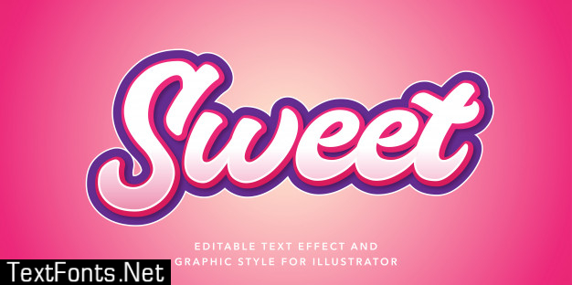 Editable text effect for sweet pink text style