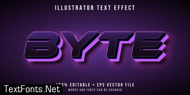 Editable text effect - futuristic glowing purple neon style