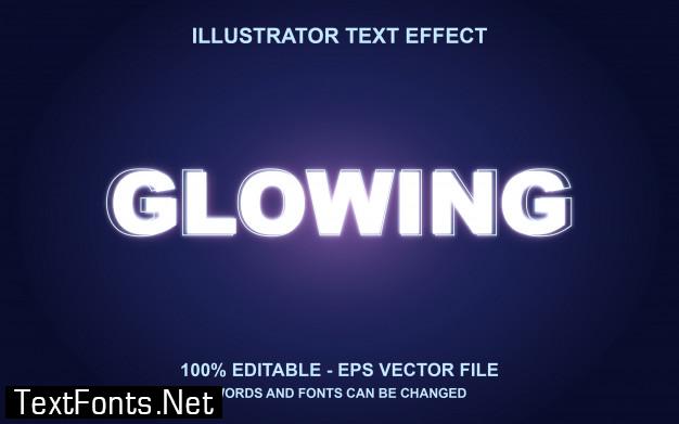 Editable text effect glowing