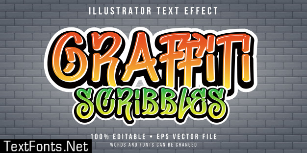 Editable text effect - graffiti on wall style