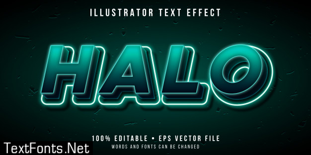 Editable text effect - neon glowing halo style