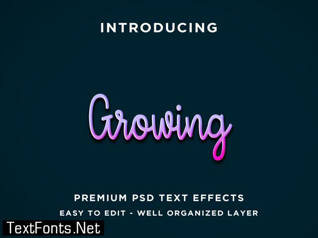 Editable text effect - purple growing style