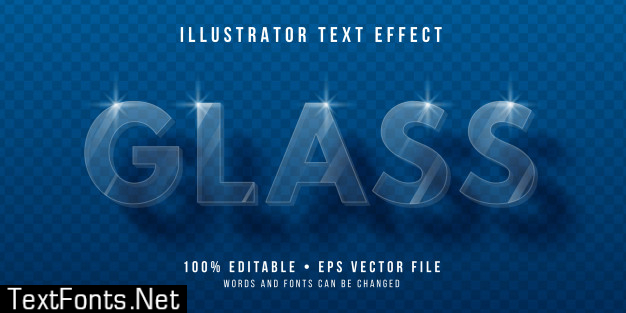 Editable text effect - transparent glass style