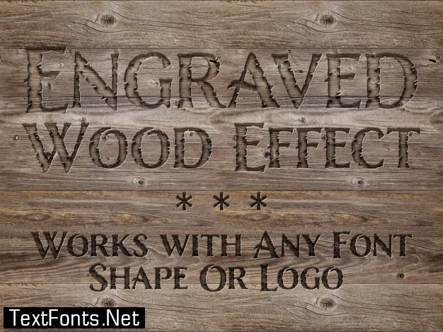 Engraved wood text effect mockup