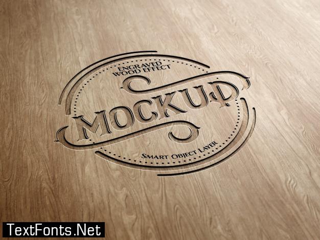 Engraved wood text effect