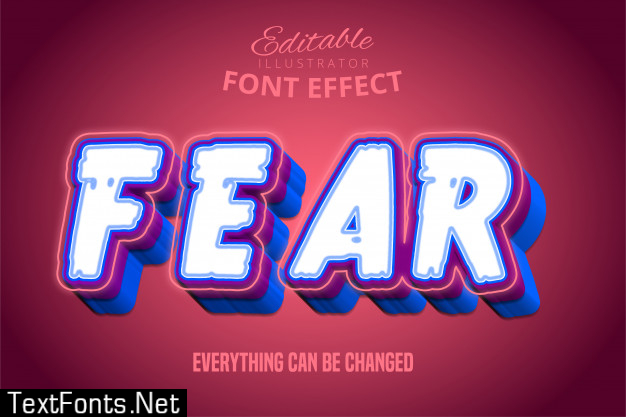 Fear text, 3d editable font effect