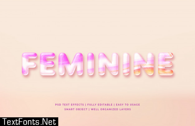 Feminine 3d text style