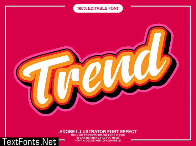 Flat trend script editable font effect