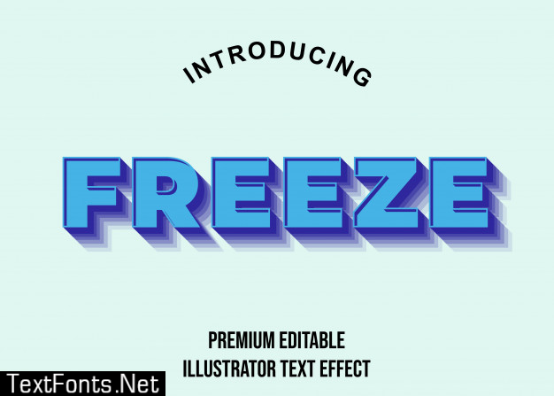 Freeze - soft blue 3d text style font effects