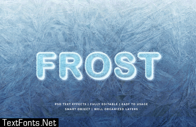 Frost 3d text style effect mockup