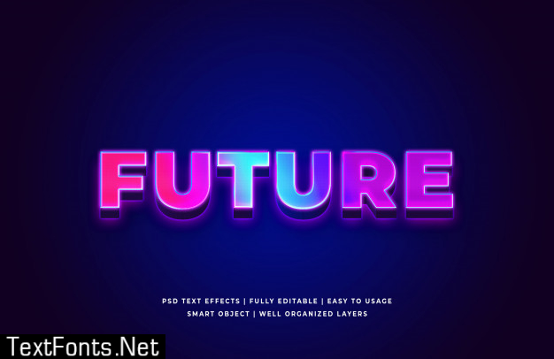 Future 3d text style effect premium psd