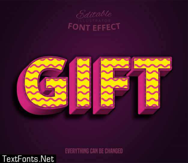 Gift text, editable text effect