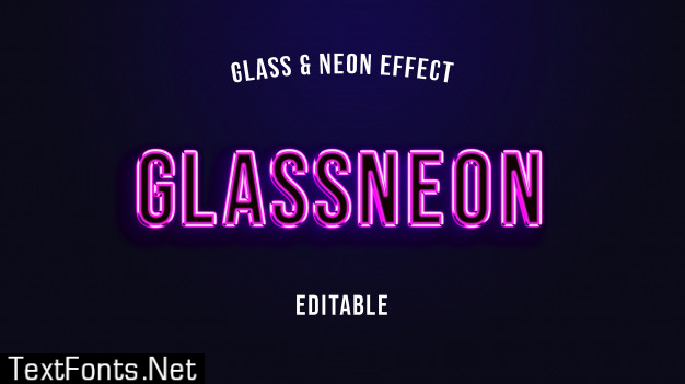 Glass neon font text template