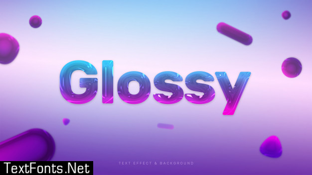 Glossy text effect with abstract shape and eye catching gradient background.