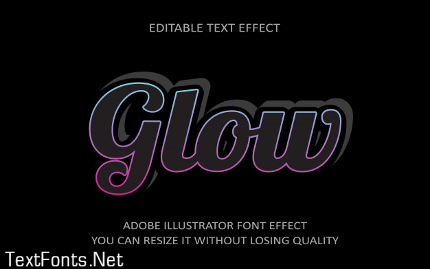 Glow editable text font effect