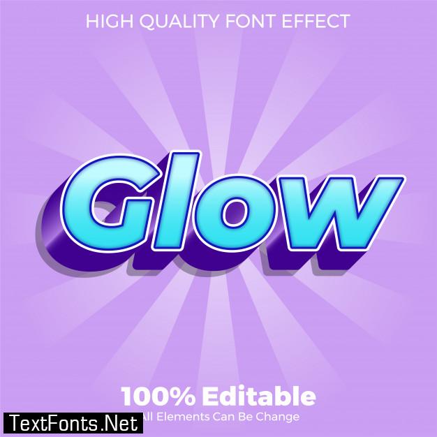 Glowing blue bold text style editable font effect