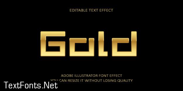 Gold vector editable text effect font