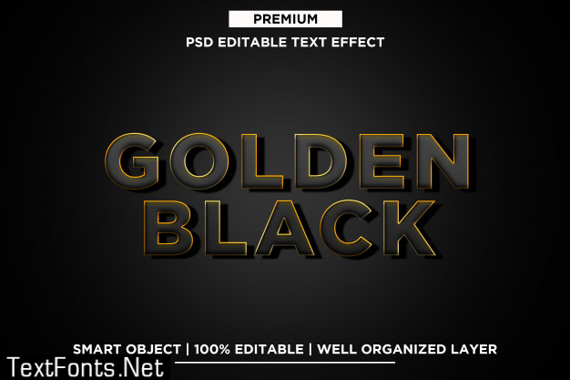 Golden black 3d text effect template