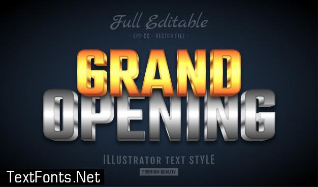 Grand opening gold silver 3d text