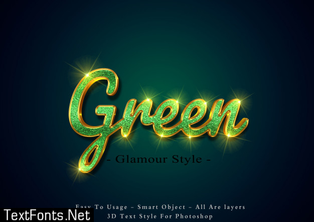 Green glamour 3d text effect