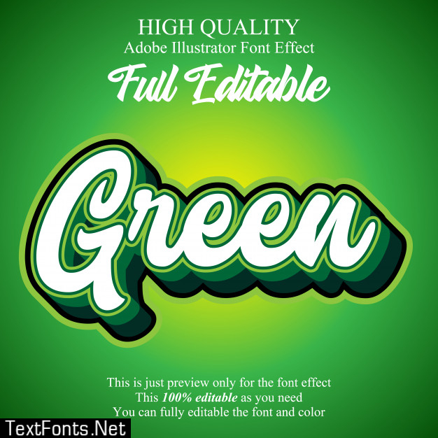 Green script editable typography font effect