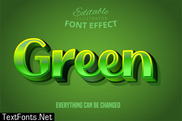 Green text, 3d editable font effect