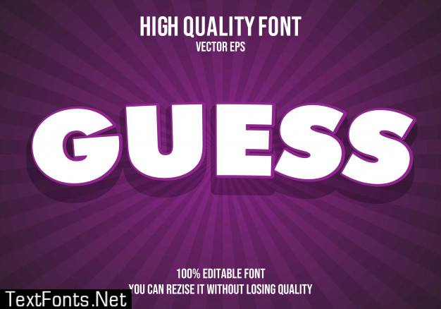 Guess editable text font effect