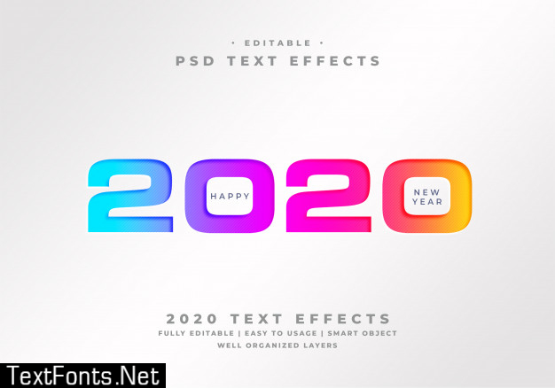 Happy new year 2020 text style effect