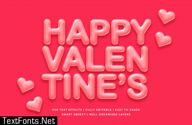 Happy valentines 3d text style effect mockup