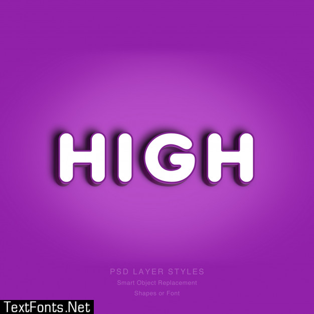 High purple 3d text effect