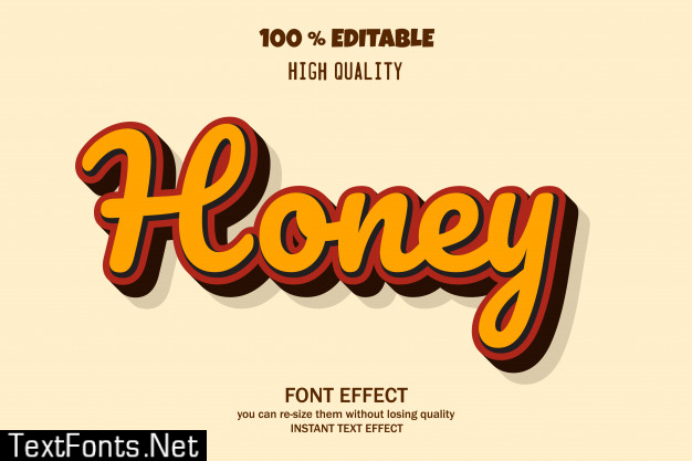 Honey text style, editable font effect